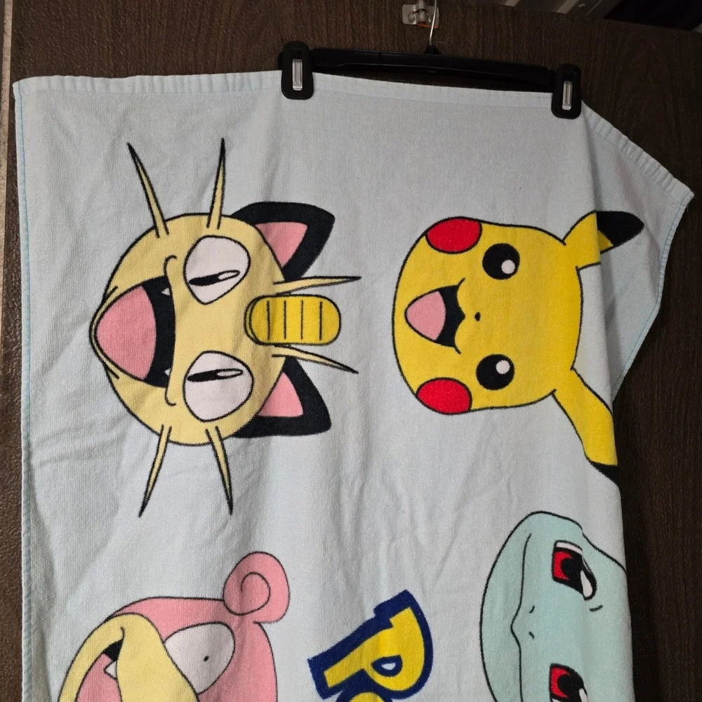 Pokemon Beach Towel Pikachu Eevee Gengar Charmander Blue Cotton 2018 Nintendo